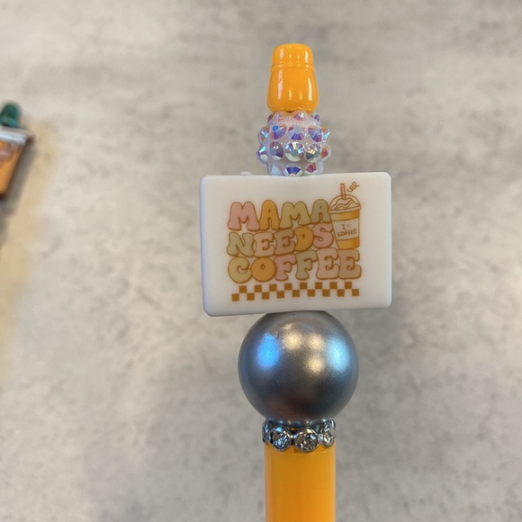 Iced Coffee Mama Needs Coffee Focal beads Beaded Pen Set of 2 - Picture 4 of 4